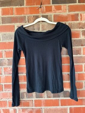 Banana Republic Black Off-Shoulder Long Sleeve Top